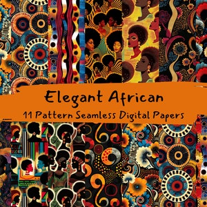 Elegant African Pattern Seamless Digital Papers - printable scrapbook paper instant download, commercial use, 300dpi