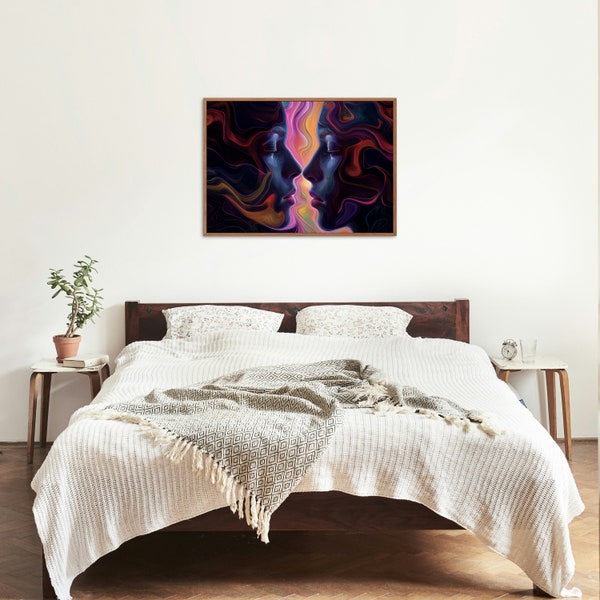 Psychedelic Face Art, Surreal Abstract Digital Print - Modern Colorful Portrait, Printable Wall Decor, Download Instantly