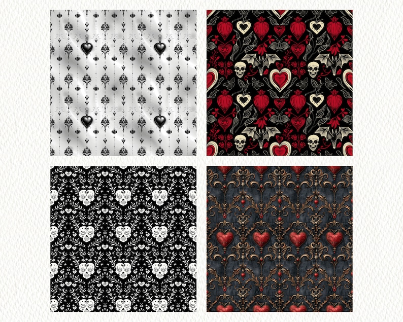 Love as a Gothica Pattern Seamless Digital Papers - Printable Scrapbook ...