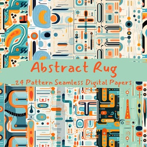 Abstract Rug Pattern Seamless Digital Papers - tile patterns printable scrapbook paper instant download for commercial use, 300dpi image 1