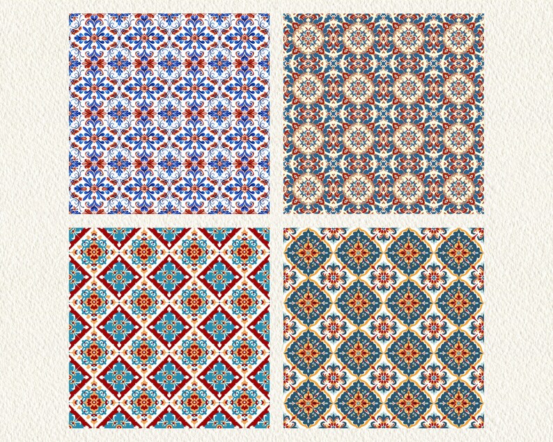 Mediterranean Composition Pattern Seamless Digital Papers Printable ...