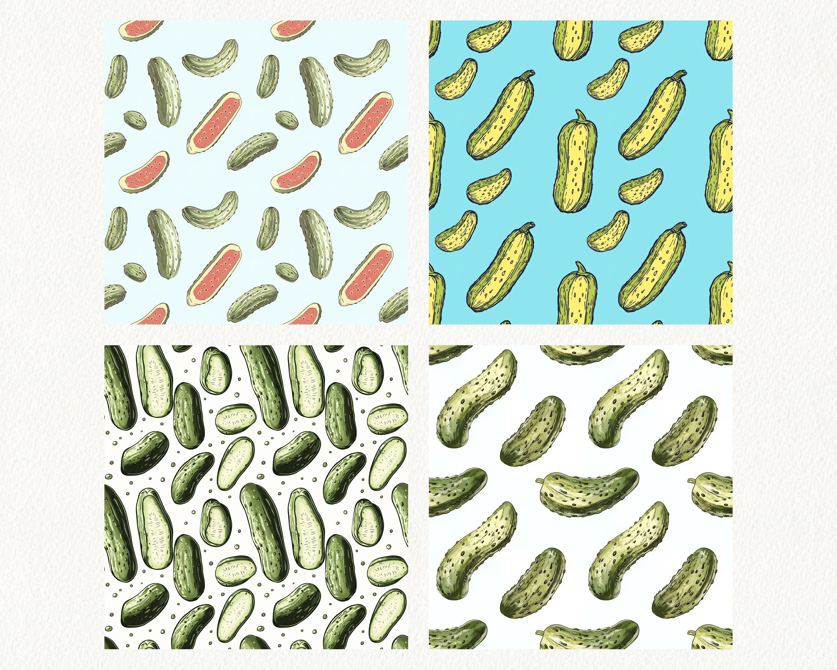 Hand Drawn Pickles Pattern Seamless Digital Papers - Printable ...