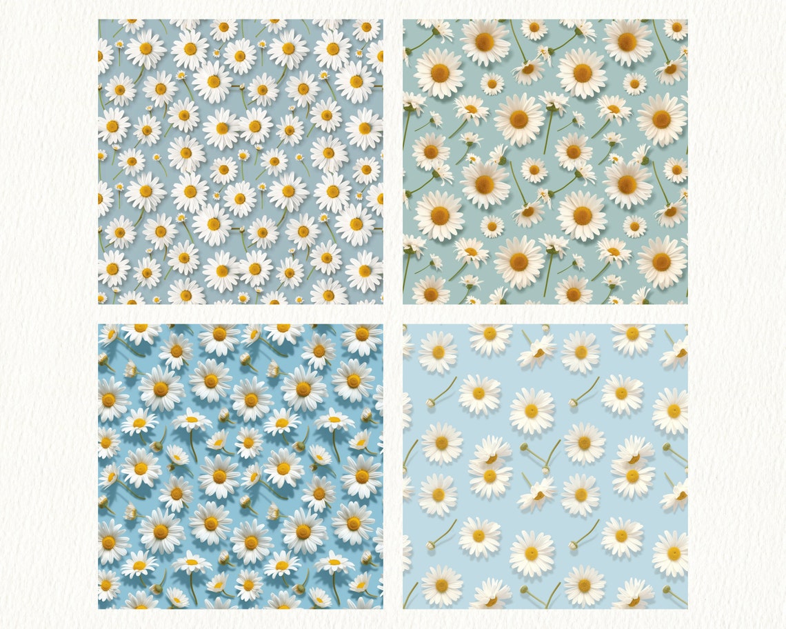 Daisy Flower Pattern Seamless Digital Papers - Printable Scrapbook ...