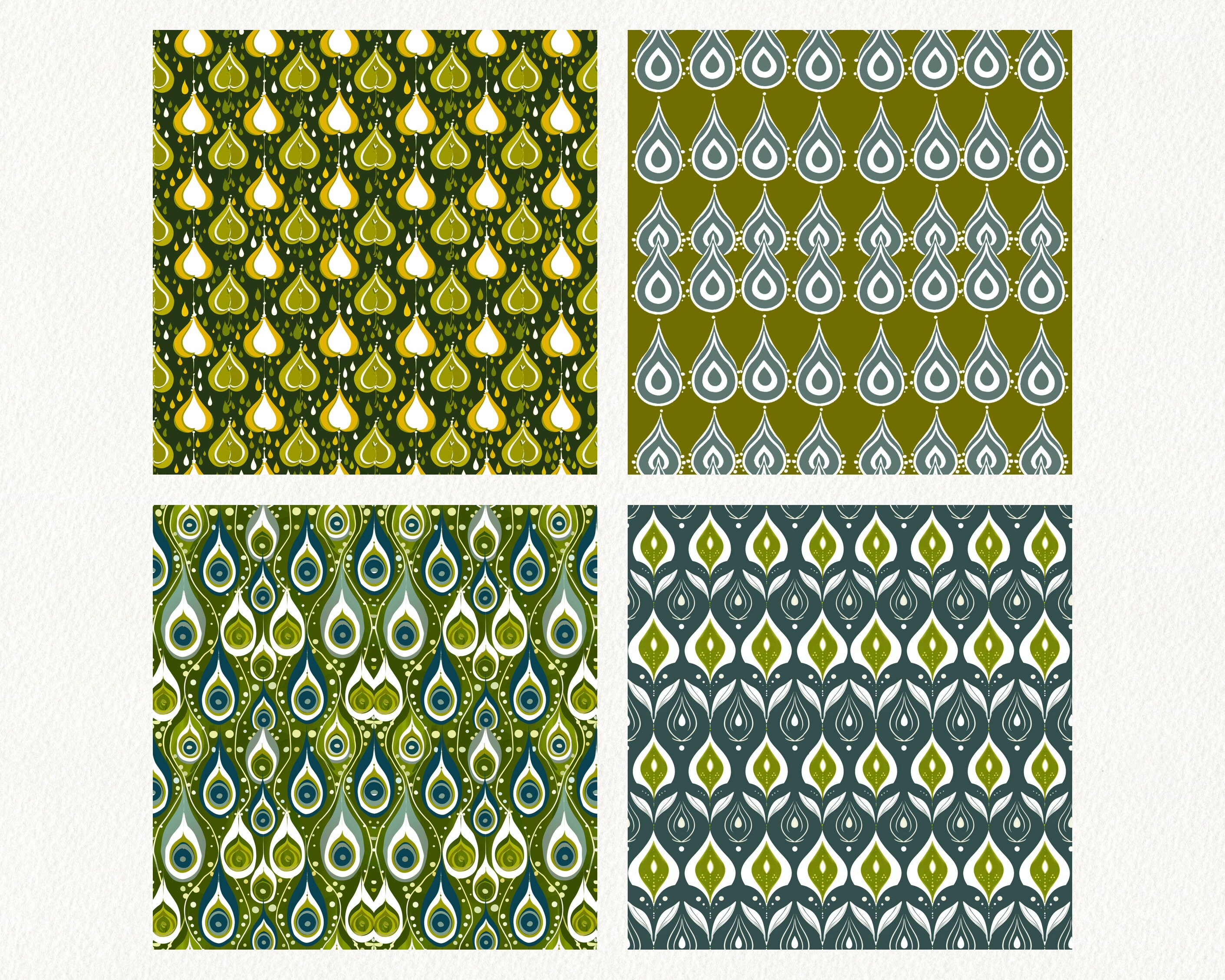 Ade Rain Pattern Seamless Digital Papers - Printable Scrapbook Paper ...