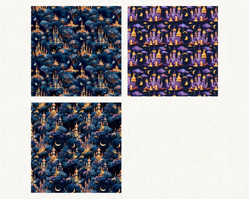 Princess Castles Pattern Seamless Digital Papers - Printable Scrapbook ...