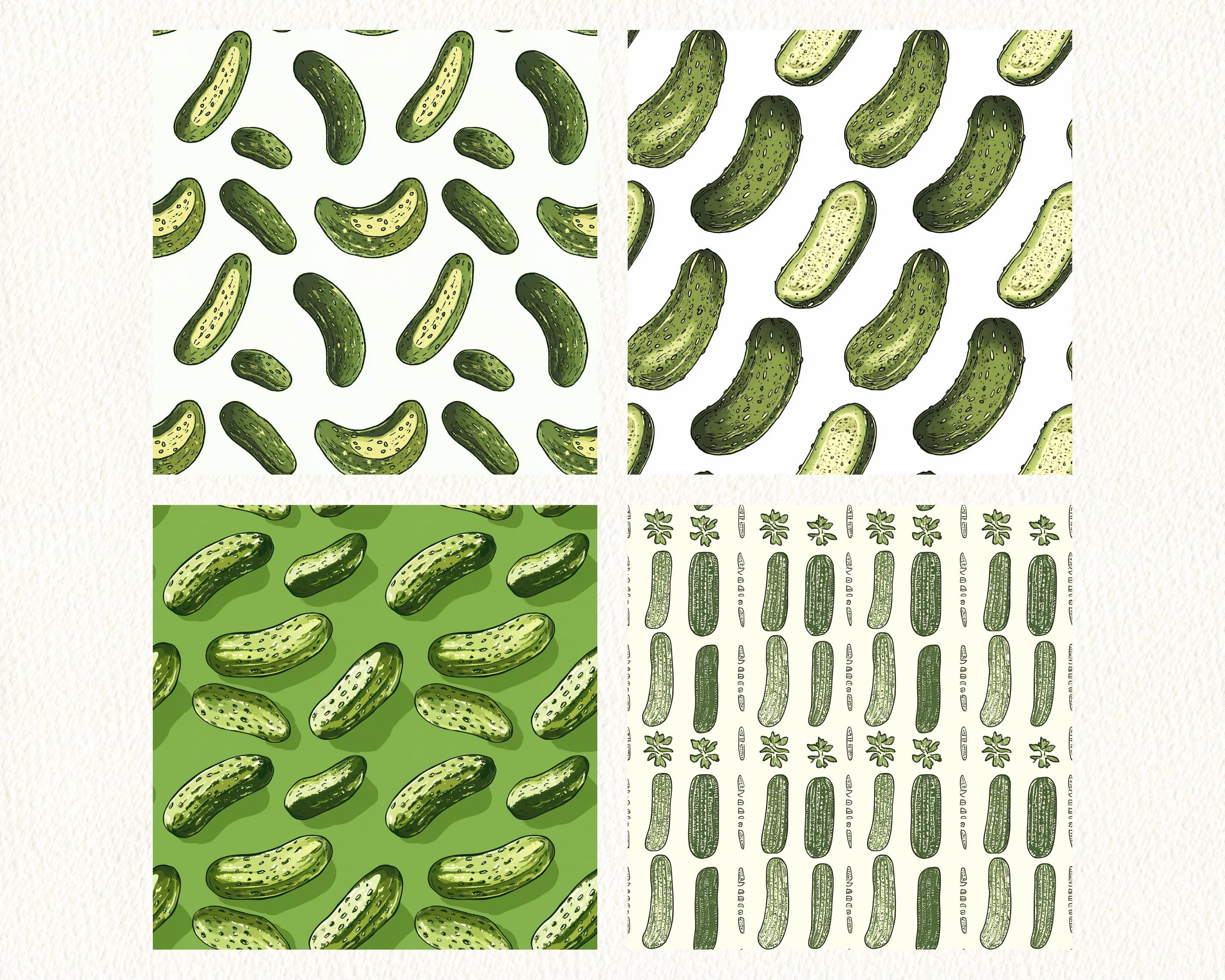 Hand Drawn Pickles Pattern Seamless Digital Papers - Printable ...