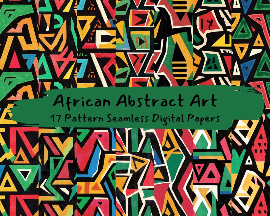 African Abstract Art Pattern Seamless Digital Papers - Printable ...
