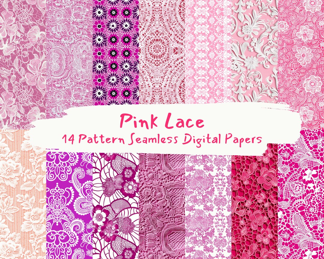 Pink Paper Layout Pattern Pink Lace Pattern Seamless Digital Papers - Printable Scrapbook Paper ...