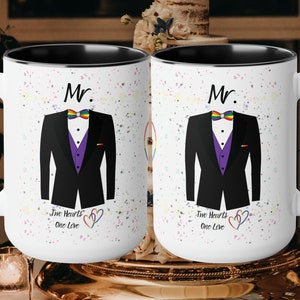 Mr and Mr Mug SET, Couple Mug Set, Matching Mugs, Engagement Present, Wedding Gift, Personalized Gift for him LGBTQ+ Mug Set