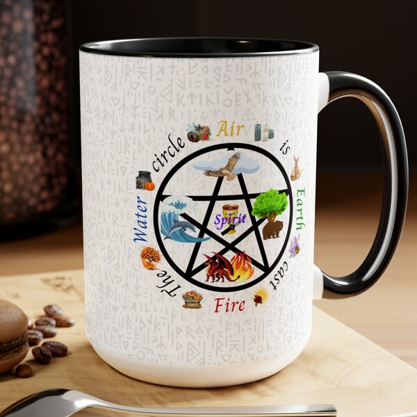 Pagan Mug Wicca Mug Witch Mug Two-Tone Coffee Mugs, 15oz Wheel of the Year Pagan Housewares Pagan Ritual