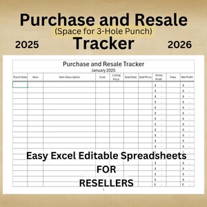 Excel Sales Tracker for Resellers Editable Inventory Tracker Inventory Spreadsheet, Inventory Management Form, Small Business Inventory Log