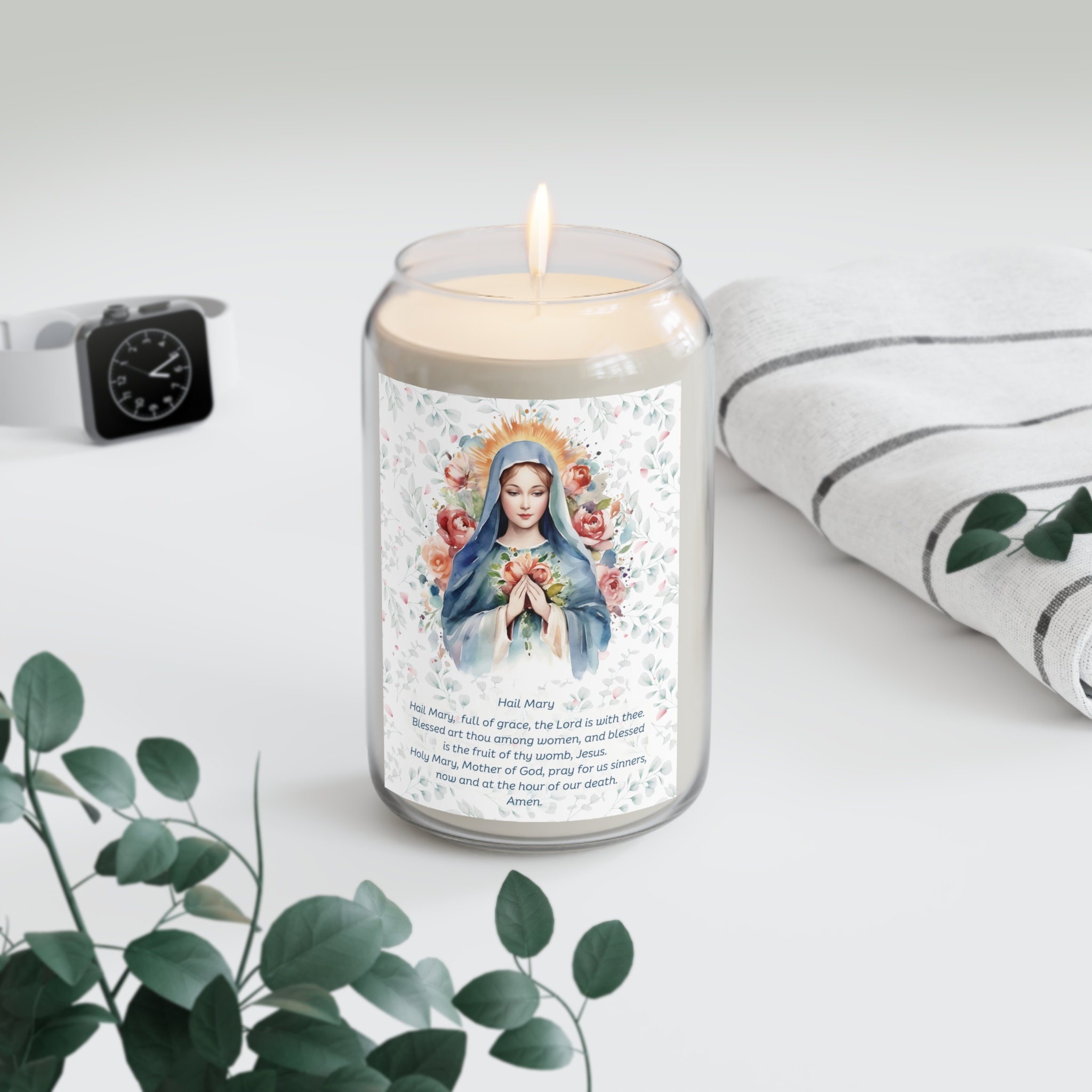 Blessed Virgin Mary Candle Hail Mary Prayer Bible Candle Christian