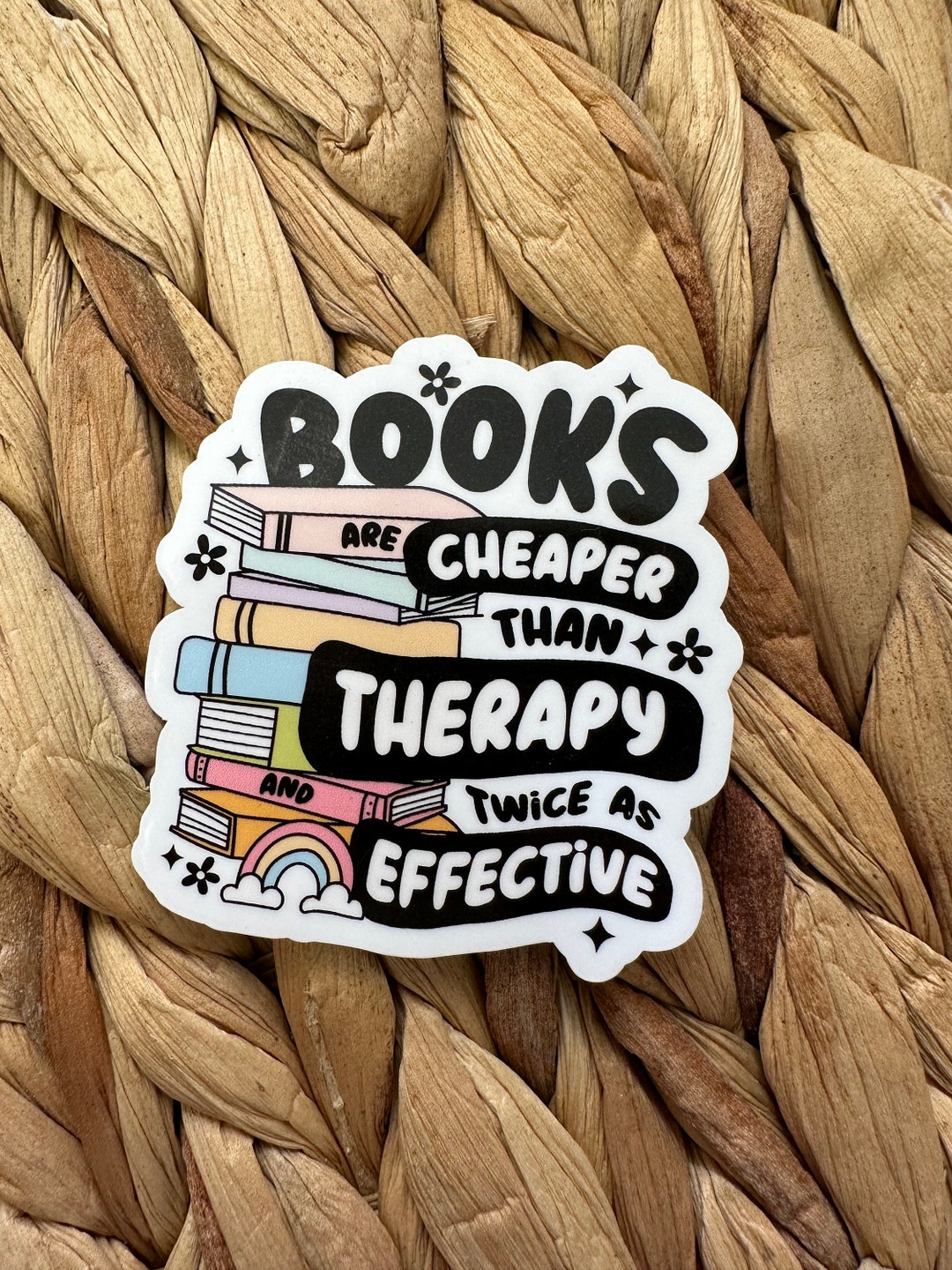 Book Are Cheaper Than Therapy Sticker Vinyl Waterproof Decal For Laptop