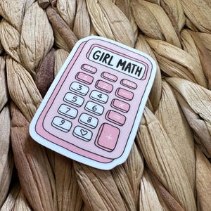 Light Pink Math Girl Math Pink Calculator Sticker Vinyl Decal Kindle Tablet Viral Cute ...