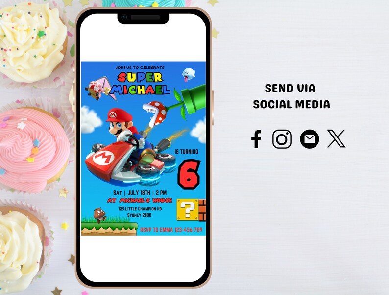 Editable Mario Invitation, Super Mario Birthday Party, Super Mario Brothers, Super Mario Bros ...