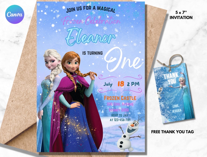 Editable Frozen Birthday Invitation Princess Elsa Evite Etsy