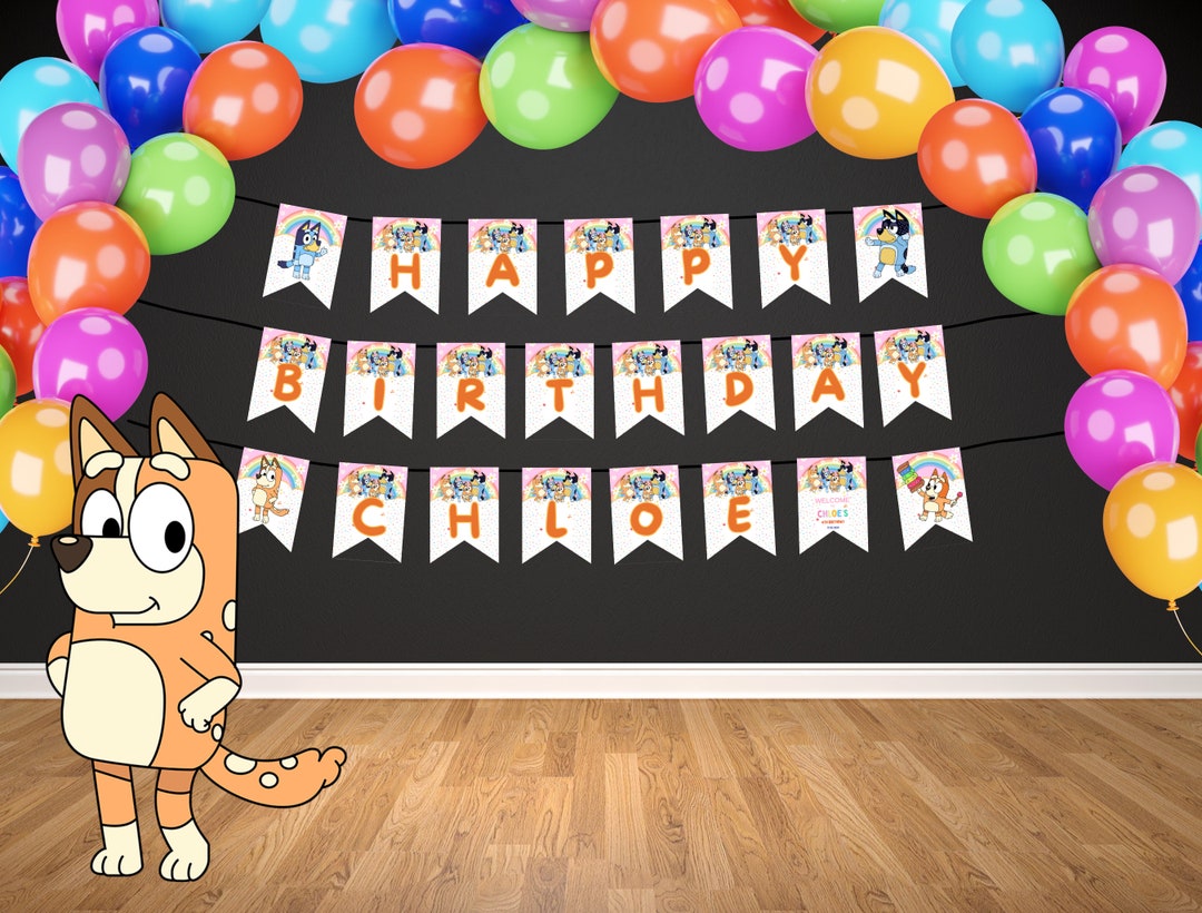Editable Bluey Birthday Party Banner Template, Printable Bluey Happy ...