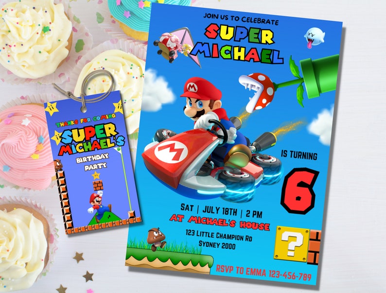 Editable Mario Invitation, Super Mario Birthday Party, Super Mario Brothers, Super Mario Bros ...