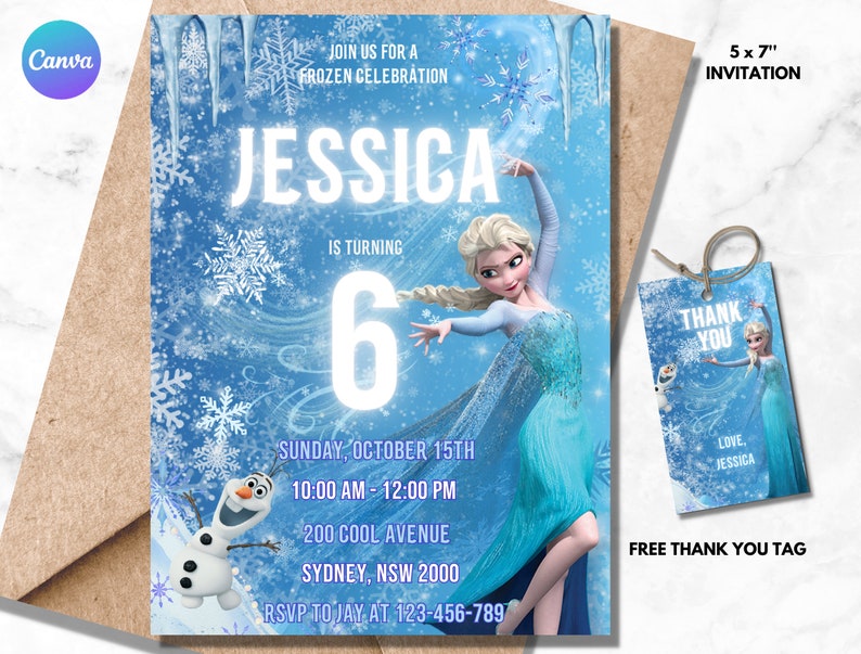 Editable Frozen Birthday Invitation Princess Elsa Evite Etsy Australia