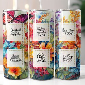 Bible Verse 20oz Skinny Tumbler Sublimation - Christian Quotes - Straight Tumbler Wrap - PNG - Instant Download