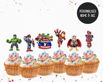 AVENGERS Personalised Cupcake Toppers