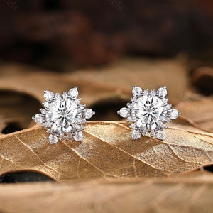 moissanite earrings, round cut moissanite earring studs, best friend gift, minimalist, tiny studs, anniversary gift for her
