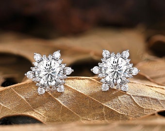 moissanite earrings, round cut moissanite earring studs, best friend gift, minimalist, tiny studs, anniversary gift for her