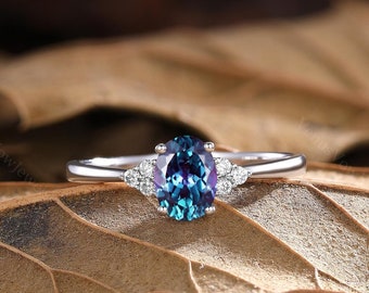 Alexandrite rings Alexandrite engagement rings birthstone rings gold promise rings anniversary wedding rings birthday gift for mom