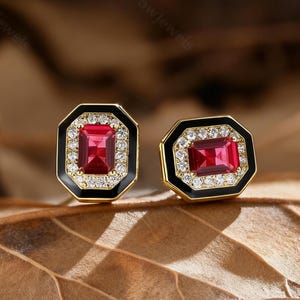 Natural Ruby Earrings Stud Earrings, Pigeon Blood Red Burma Ruby Studs, Burmese Ruby Gold Jewelry, July Birthstone Dangler Eardrop Earbob