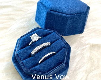 VVjewels | Wedding Velvet Ring Bearer, Single Double Triple Slot Ring Box, for Proposal, Ceremony, Engagement, Gift Box