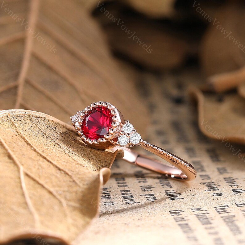 Ruby Ring Round Ruby Ring Minimalist Ruby Ring Simple Gold Ruby Ring Moissanite Ring Diamond Ring Personalized Rings Dainty Ring Women Gift