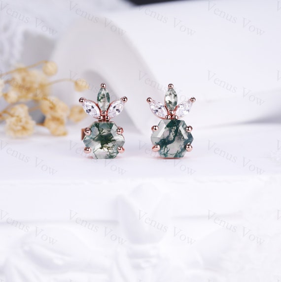 アクセサリー marge Stone drop earring/ Moss agate marge Stone drop earring/ Moss agate