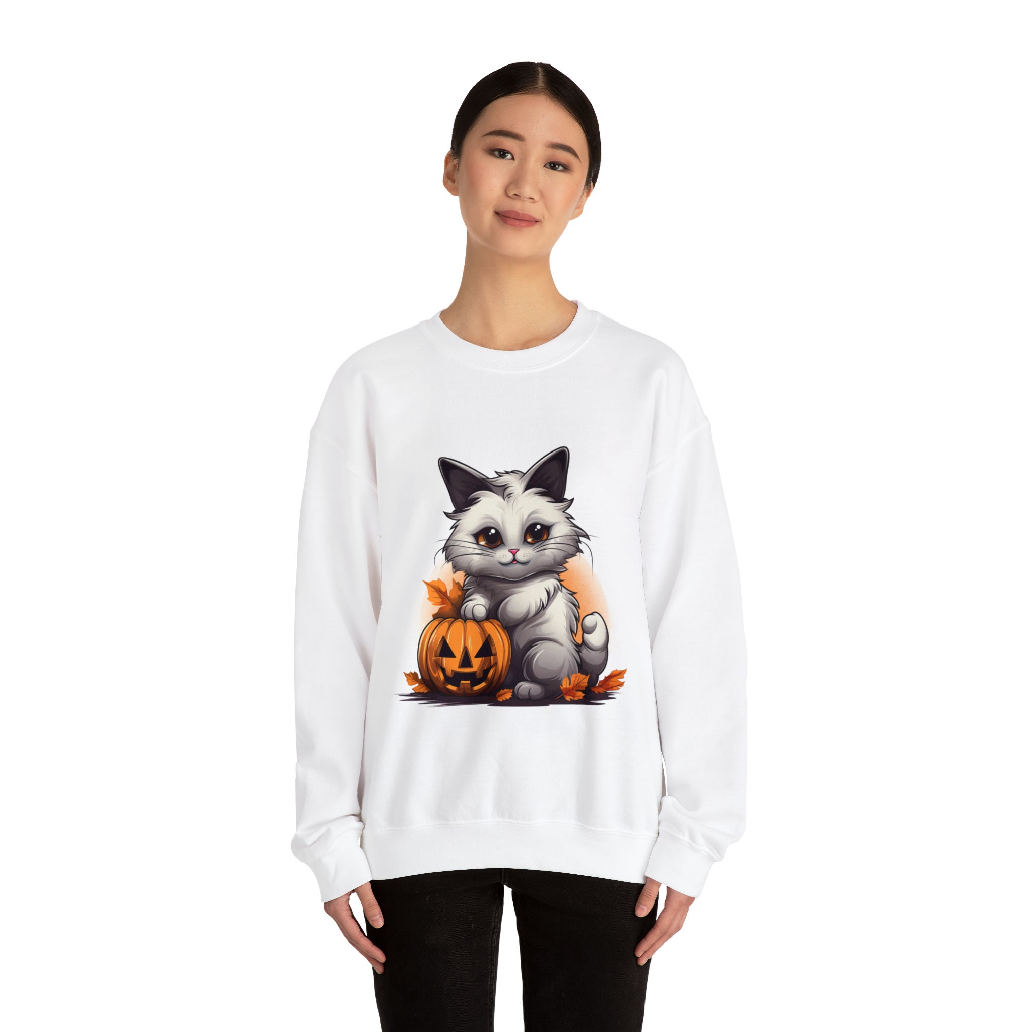 Discover Halloween | White | Sweatshirts | Halloween Cat | Ragdoll | Fall | Pumpkin Cat | Black Sweatshirts | Men | Women | Orange |