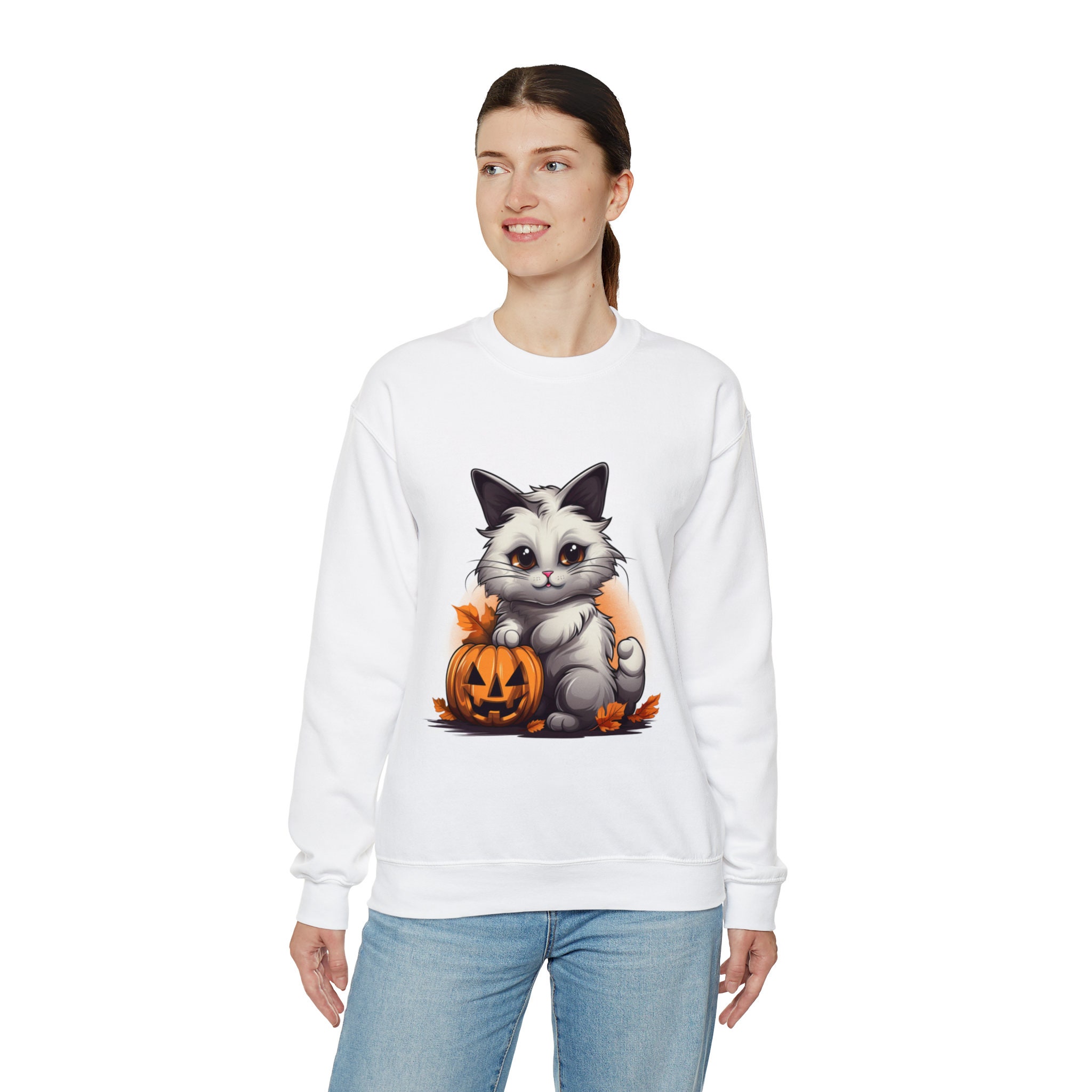 Discover Halloween | White | Sweatshirts | Halloween Cat | Ragdoll | Fall | Pumpkin Cat | Black Sweatshirts | Men | Women | Orange |