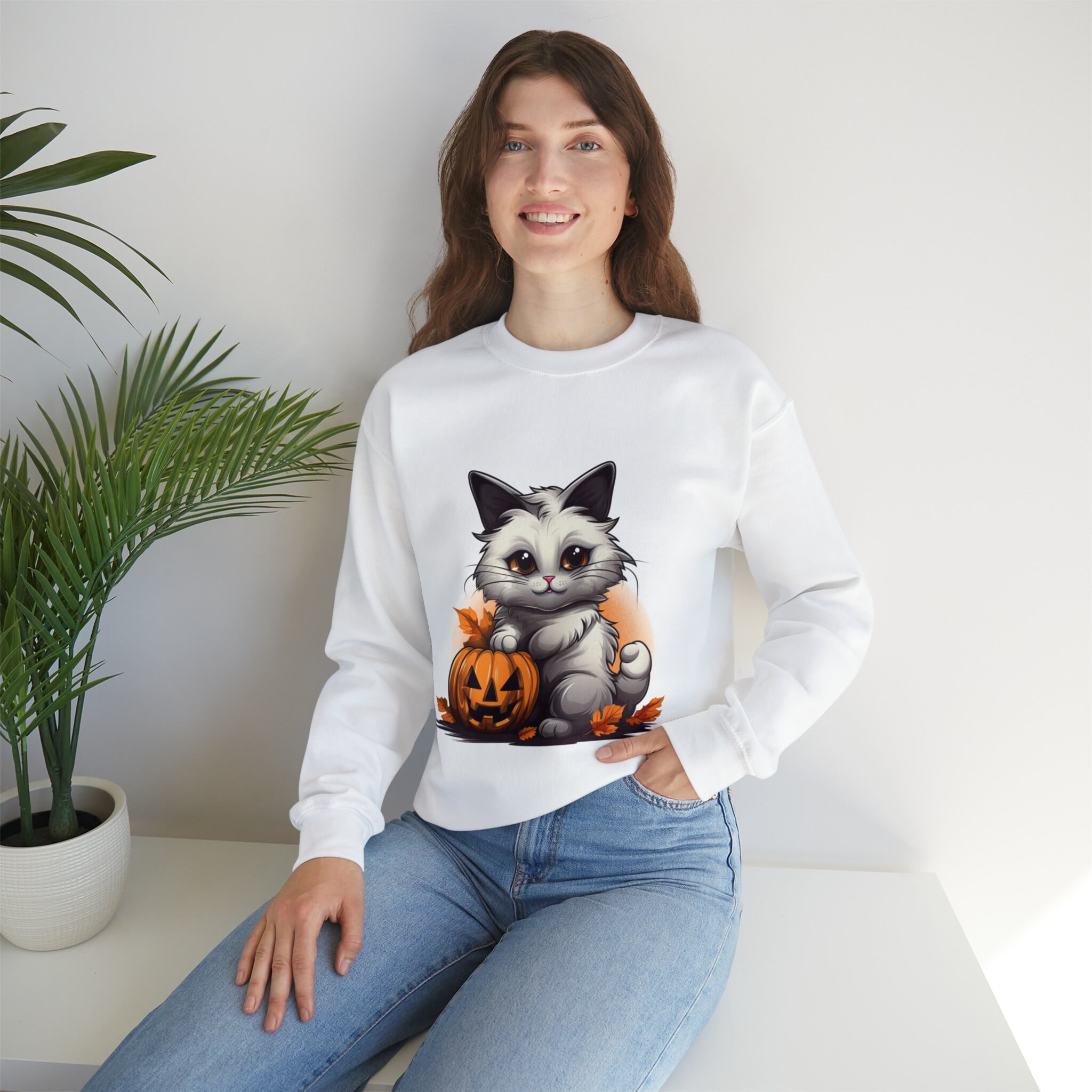 Discover Halloween | White | Sweatshirts | Halloween Cat | Ragdoll | Fall | Pumpkin Cat | Black Sweatshirts | Men | Women | Orange |