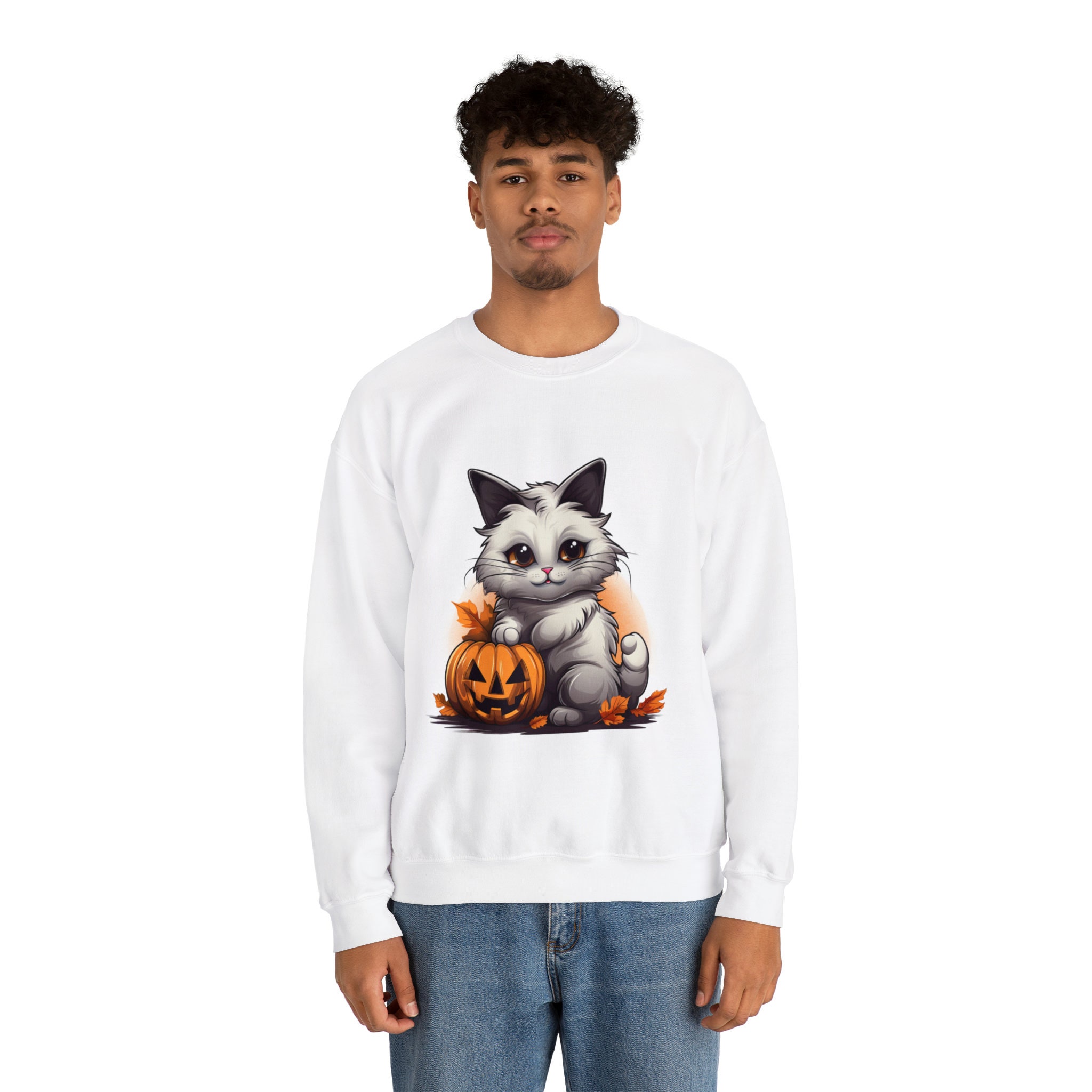 Discover Halloween | White | Sweatshirts | Halloween Cat | Ragdoll | Fall | Pumpkin Cat | Black Sweatshirts | Men | Women | Orange |