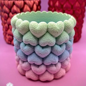 3D-utskriven vas med hjärtan i blom - Hjärtblommande blomkruka bild 4
