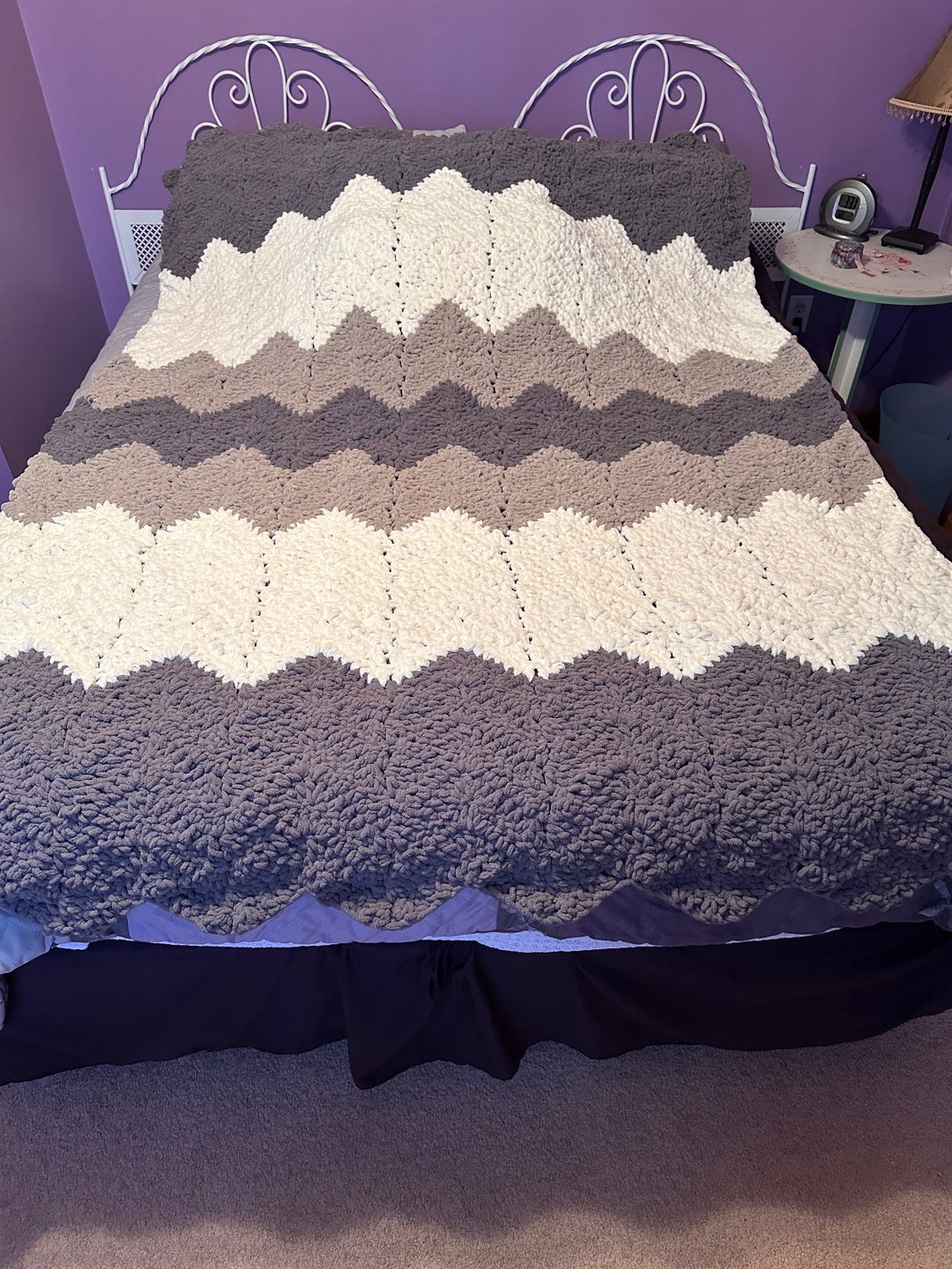 Grey Scale Bernat Blanket Etsy
