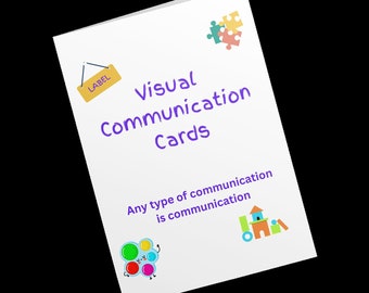 104 Visual Communication Cards, Visual Aids, Speech, Autism, Non-Verbal-Pre-Verbal, Therapy  104 Digital Download Cards