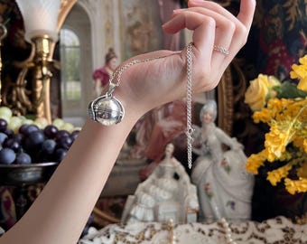 Collar con relicario desplegable para 6 fotos, de plata de ley 925, estilo vintage mexicano, 13,6 g.