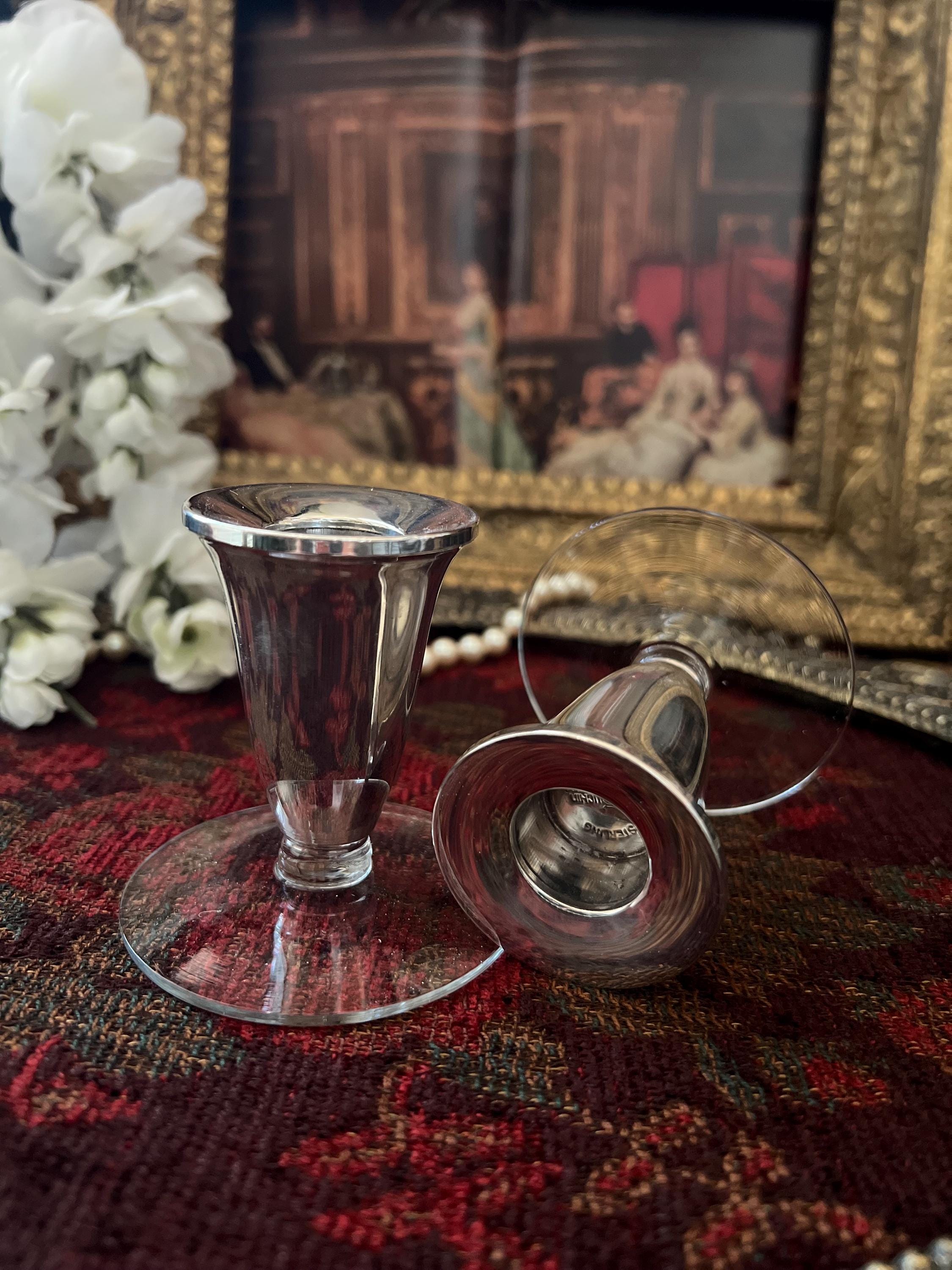 Duchin Creationsのガラスベース付きヴィンテージエレガントな