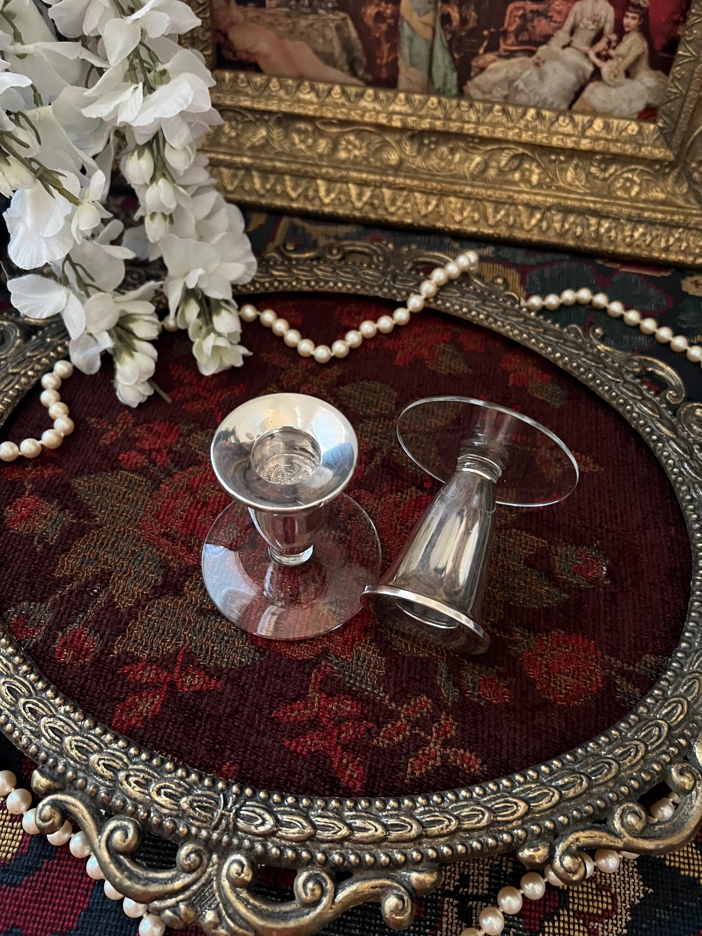 アメリカ製 Duchin Creation スターリングキャンドルスタンド Duchin Creationsのガラスベース付きヴィンテージエレガントな