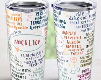 Spanish Faithful Women Travel Cup Gift Biblical Christian Women Tumbler for JW sisters Travel Mug Baptism Gift 20oz Women of Faith Gift