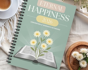 Personalized Eternal Happiness 2026 Convention Spiral Notebook for Jehovah's Witnesses Bible Journal International Convention Custom Name