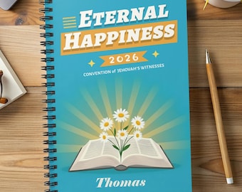 Eternal Happiness 2026 Personalized Convention Spiral Notebook for Jehovah's Witnesses Regional Convention Bible Journal Baptism Gift JW