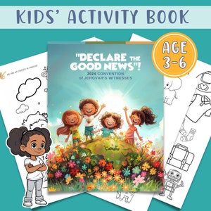 Libro de actividades para niños JW para convenciones, Libro de trabajo para niños, Hoja de trabajo de actividades de reunión, Libro para colorear para niños imprimible de Asamblea familiar JW