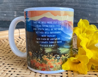 Apocalypse 21:4 Mug JW Mug cadeau pour quelqu'un qui a besoin de réconfort Tasse JW Bible verset cadeau en espagnol et anglais Cadeau réconfortant pour collègue