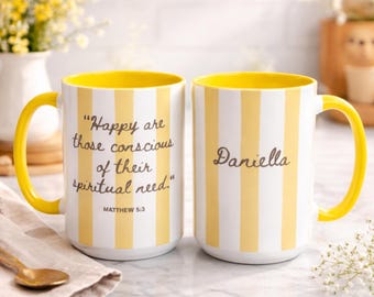 Personalized JW Mug Bible Verse Gift Year Text Coffee Cup Custom Name Baptism Gift JW Brothers and Sisters Name Mug Matthew 5:3 Present