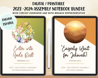 JW Assembly 2023 2024 Digital Notebook Bundle, Entrez dans le repos de Dieu, attendez avec impatience Jéhovah, notabilité Goodnotes