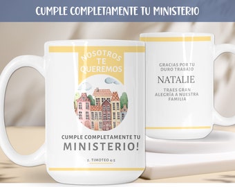 Spanish JW Personalized Mug Pioneer Appreciation Gift PSS Cumple Completamente Tu Ministerio Gift for Pioneer School Gift with Custom Name